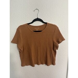 American Eagle Waffle Knit Top Cropped, Boho, Base Layer, Size XL